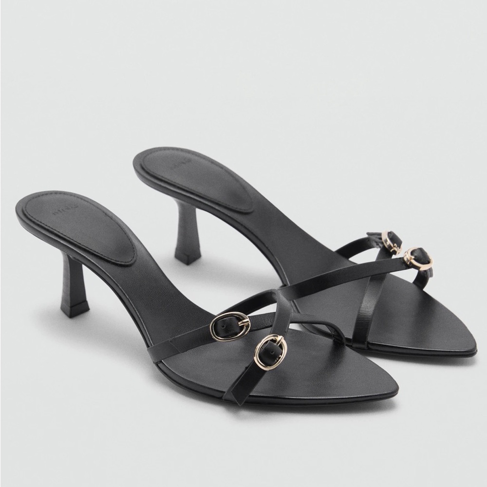 Black Kitten Heeled Sandals.